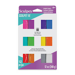 Sculpey III Set - Brights, Pkg of 12, 1 oz