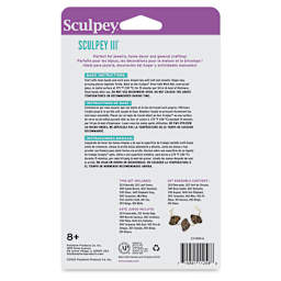 Sculpey III Set - Naturals, Set of 12 back of packaging
