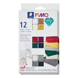 Staedtler Fimo Glitter Effect Polymer Clay - Assorted Colors, Set of 12 front of packaging
