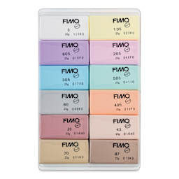 Staedtler Fimo Soft Polymer Clays - Pastel Colors, Set of 12, contents