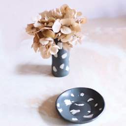 Sio-2 Plus Clay - 2.2 lb, Black - finished vase and plate examples