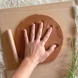 Sio-2 Plus Clay - 2.2 lb, Terra Cotta - hand print project example