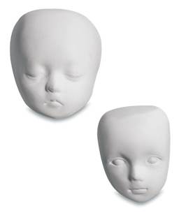 La Doll Premier Air-Dry Clay - 2 sculpted baby faces, unpainted