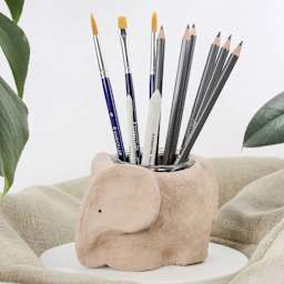 Staedtler Fimo Air Modeling Clay - Wood-like, 12.35 oz - finished elephant art utensil holder example