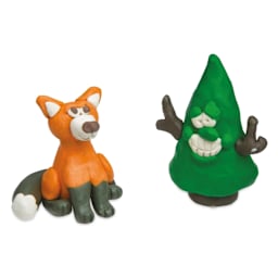 Sculpey Non-Dry Modeling Clay - Pkg of 52, 2.16 lb, Assorted Colors finished fox and evergreen tree
