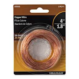 Hillman Copper Hobby Wire - 24 Gauge, 100 ft Coil front of packaging