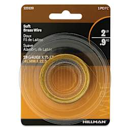 Hillman Brass Hobby Wire - 28 Gauge, 75 ft Coil front of packaging