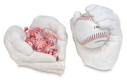 Make-a-Mold Hands Kit (2 finished Hand molds, one with a baseball, one holding candyl)