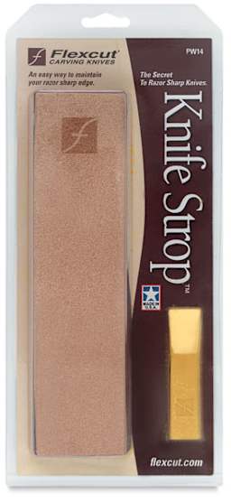 Flexcut Knife Strop Blade Sharpener - Front of blister package 