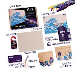 Okto Sensory Art DIY 3D Clay Painting Kit - Great Waves - labelled contents