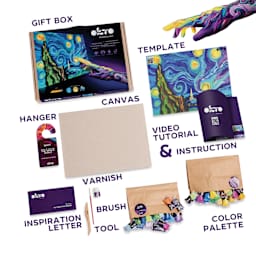 Okto Sensory Art DIY 3D Clay Painting Kit - Starry Night - labelled contents