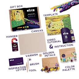 Okto Sensory Art DIY 3D Clay Painting Kit - The Kiss - labelled contents