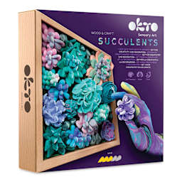 Okto Sensory Art DIY Wood & Craft Clay Kit - Succulents, Tenderness Colors - front of packaging