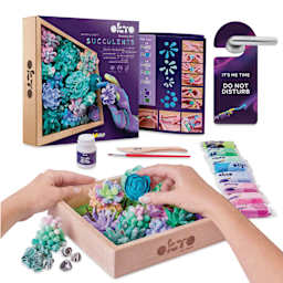 Okto Sensory Art DIY Wood & Craft Clay Kit - Succulents, Tenderness Colors
