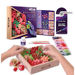 Okto Sensory Art DIY Wood & Craft Clay Kit - Succulents, Passion Colors