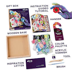 Okto Sensory Art DIY Wood & Craft Clay Kit - Flowers, Romance Colors - contents