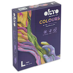Okto Sensory Art Colours Air Clay - Assorted Colors, Pkg of 30 - front of packaging, angled