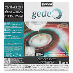 Gedeo Colour Resin - Front angled view of package of 300 ml Crystal Resin