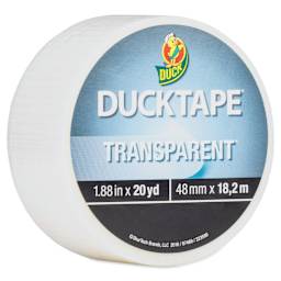 Duck Transparent Tape - Clear, 1.88" x 20 yds upright, angled view