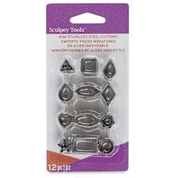 Sculpey Tools Mini Metal Clay Cutters - Front of blister package of set of 12 cutters