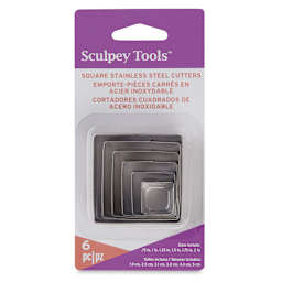 Sculpey Tools Metal Clay Cutters - Front of package of 6 Graduated Squares