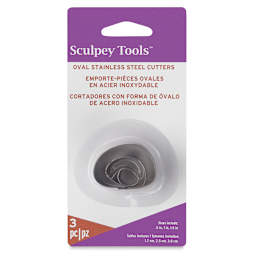 Sculpey Tools Metal Clay Cutters - Front of package for Set of 3 Irregular Ovals