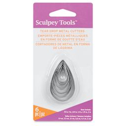 Sculpey Tools Metal Clay Cutters - Tear Drops, Set of 6 front of packaging