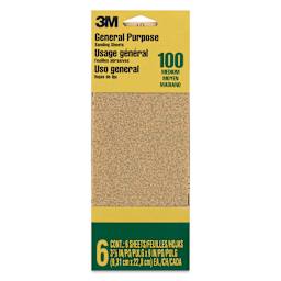 3M General Purpose Sandpaper - Pkg of 6, Medium Grit 150-C, 3.6" x 9" front of packaging