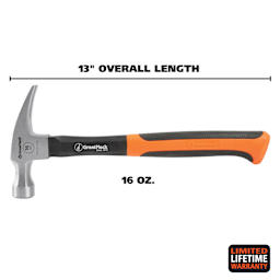GreatNeck Fiberglass Straight Claw Hammer - dimensions