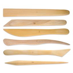 Richeson Boxwood Tools Kit - Six Wooden Tools shown horizontally