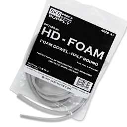 SKS Props HD-Foam Dowels - 2 pc Package of 10mm Half Round dowels shown slightly open to show ends