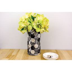 Sculpey Tools Mosaic Cutters - Finished vase decorated with Hexagon Mosaics