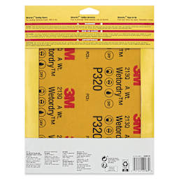 3M Wetordry Sandpaper - Extra Fine, 9" x 11", Pkg of 5, back of packaging