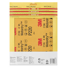 3M Wetordry Sandpaper - Very Fine, 9" x 11", Pkg of 5 back of packaging