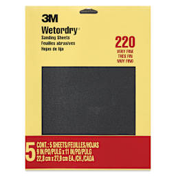3M Wetordry Sandpaper - Very Fine, 9" x 11", Pkg of 5 front of packaging