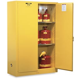 Safety Storage Cabinet - 45 Gallon, 43" x 65" x 18", Yellow, Cabinet with 2 Shelves