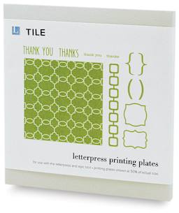 We R Memory Keepers Printing Plate Sets - right angle of a tile with label