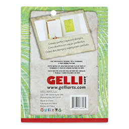 Gelli Arts Mini Placement Tool - 5"W x 7"L x 3/8"H (Back of packaging)