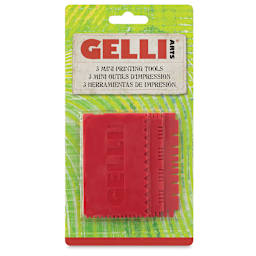 Gelli Arts Mini Printing Tools - Front view of blister package showing tools