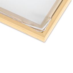 Speedball Screen Printing Frame - Closeup of corner of Wood frame showing mesh and Splining