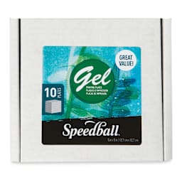 Speedball Gel Printing Plate - 5" x 5", Pkg of 10 front of packaging