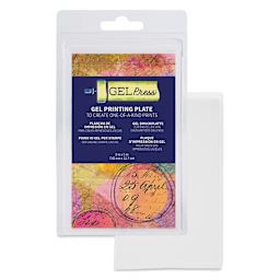 Gel Press Printing Plate - Rectangle, 3" x 5" packaging with contents