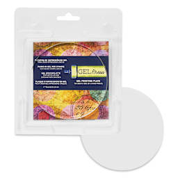 Gel Press Printing Plate - Circle, 4" Diameter packaging with contents