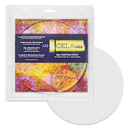 Gel Press Printing Plate - Circle, 8" Diameter packaging with contents