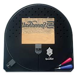 Speedball Spinback shown with supplies (linoleum cut and cutters not included)