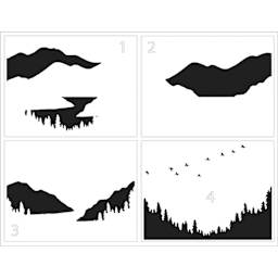 Layered Stencils Mountain Scene