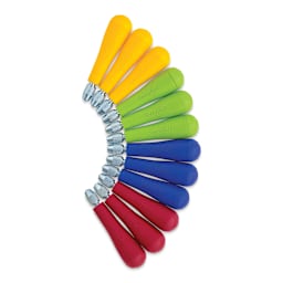 Speedball Linoleum Cutter Handles - Box of 12, Assorted Colors (Handles displayed in a row)