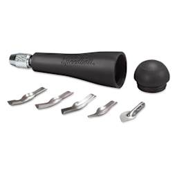 Speedball Linoleum Handle - Black Lino Handle No. 1, Set of 5 Cutters