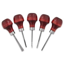 UJ Ramelson Linoleum Block Cutting Set - Component tools of set shown in fan