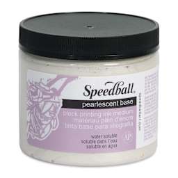 Speedball Water-Soluble Block Printing Ink Pearlescent Base - 16 oz (Front of jar)